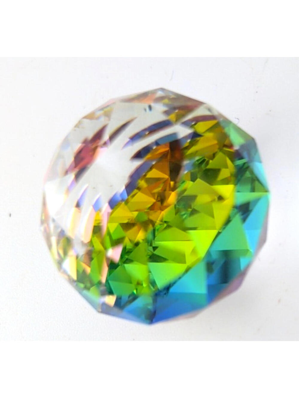 VTG Swarovski K9Crystal Vitrail Medium Round Prismatic Paperweight Rainbow Facet - Picture 9 of 12